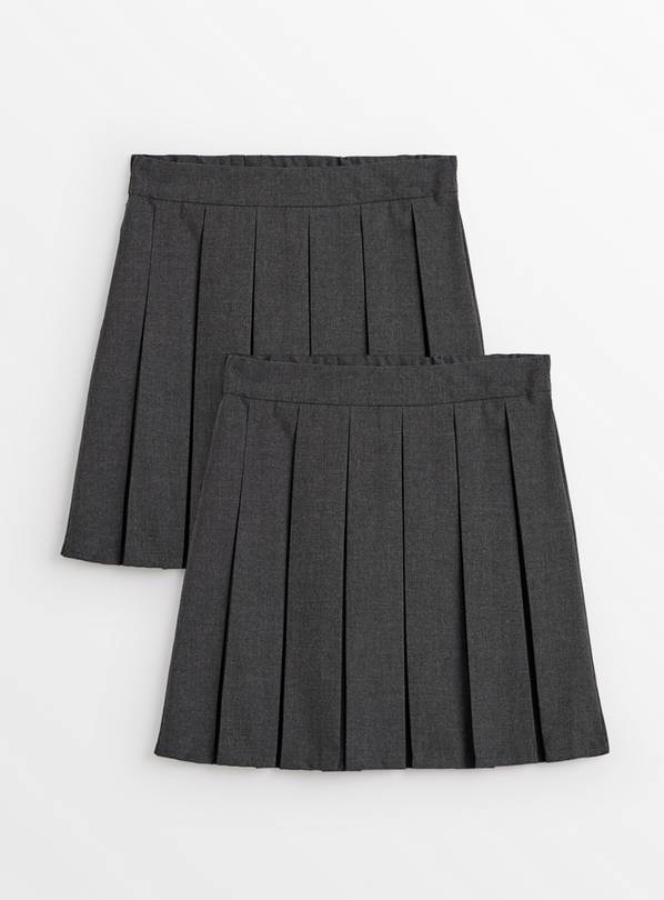 2 Pack Grey Permanent Pleat Skirts Generous Fit  6 years
