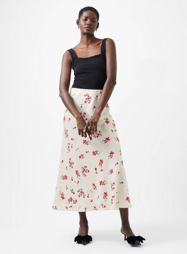 FRENCH CONNECTION Floramour Ennis Satin Long Skirt 8