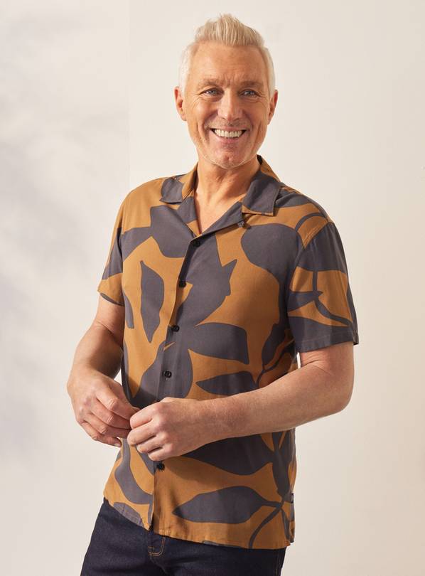 UNION WORKS Brown Abstract Printed Shirt S