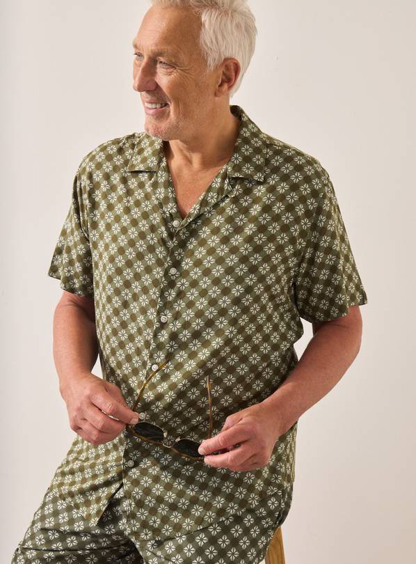 UNION WORKS Green Geo Printed Shirt S
