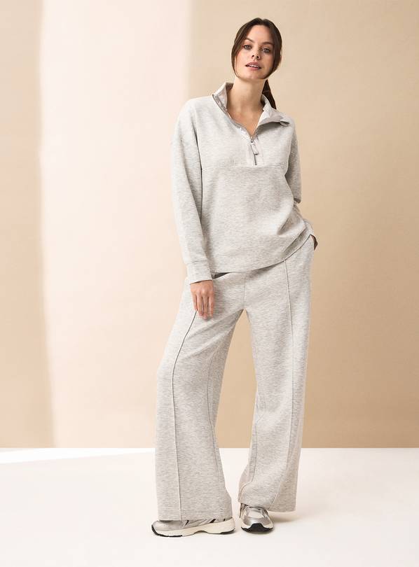 REAKTIV Grey Marl Luxe Scuba Wide Leg Co-ord Jogger XS