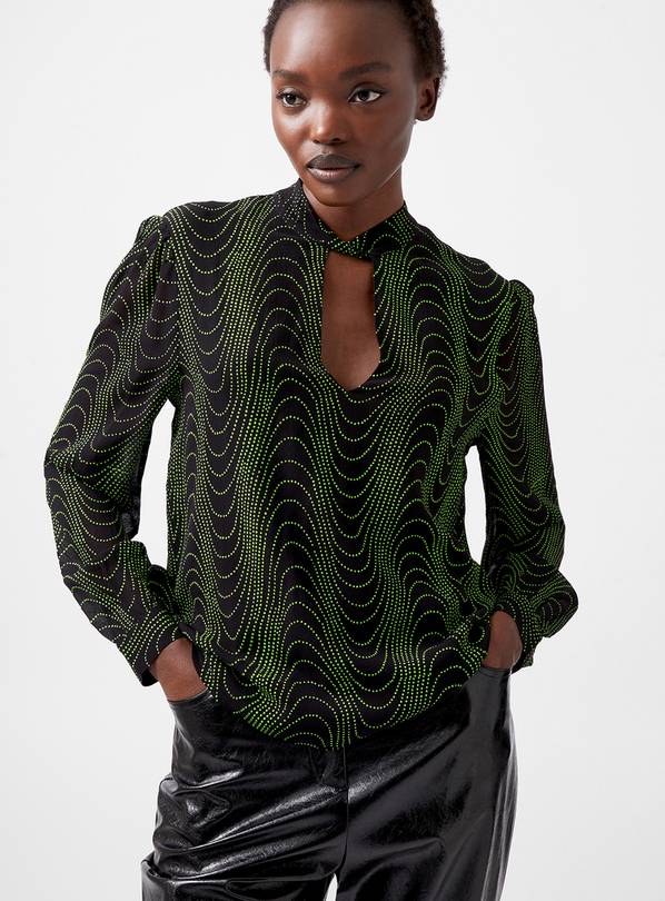 FRENCH CONNECTION Grace Alohi Lurex Long Sleeve Blouse XS