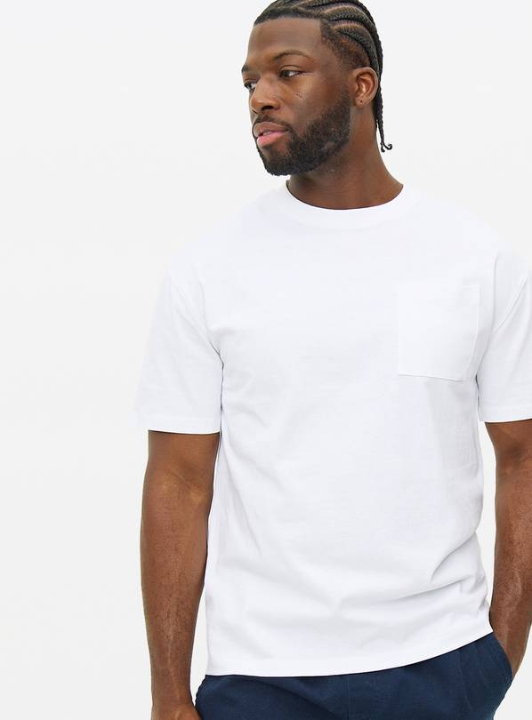 White Relaxed Fit Pocket T-Shirt XL