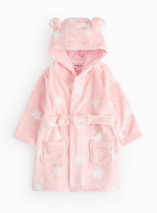 Pink Star Print Fleece Dressing Gown 18-24 months