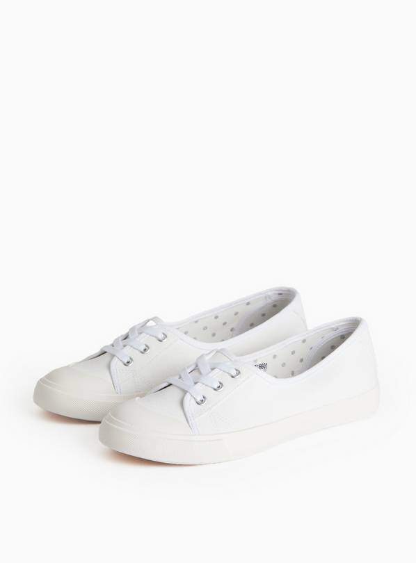 White Low Lace Canvas Trainers 7