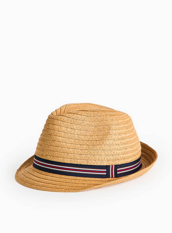 Neutral Straw Trilby Hat One Size