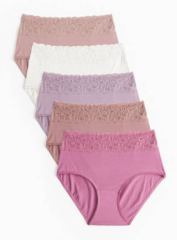 Tonal Purple Comfort Lace Full Knickers 5 Pack  22