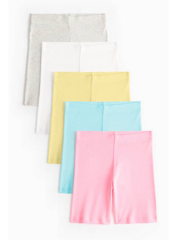 Fluorescent Ribbed Cycling Shorts 5 Pack 9 years