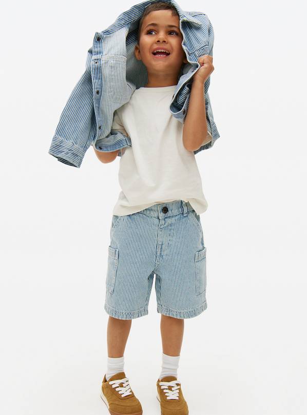 Blue Stripe Denim Shorts 1-2 years