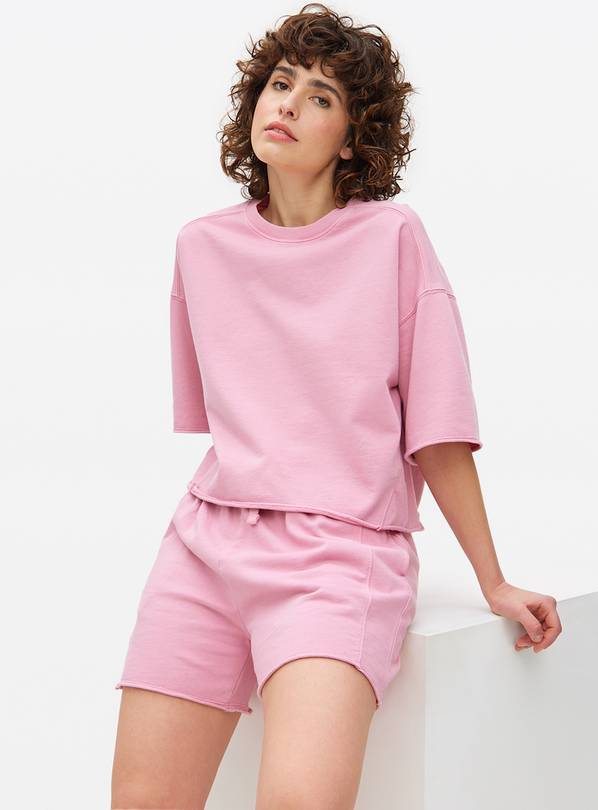 Pink Washed Co-ord Sweat Shorts  XS