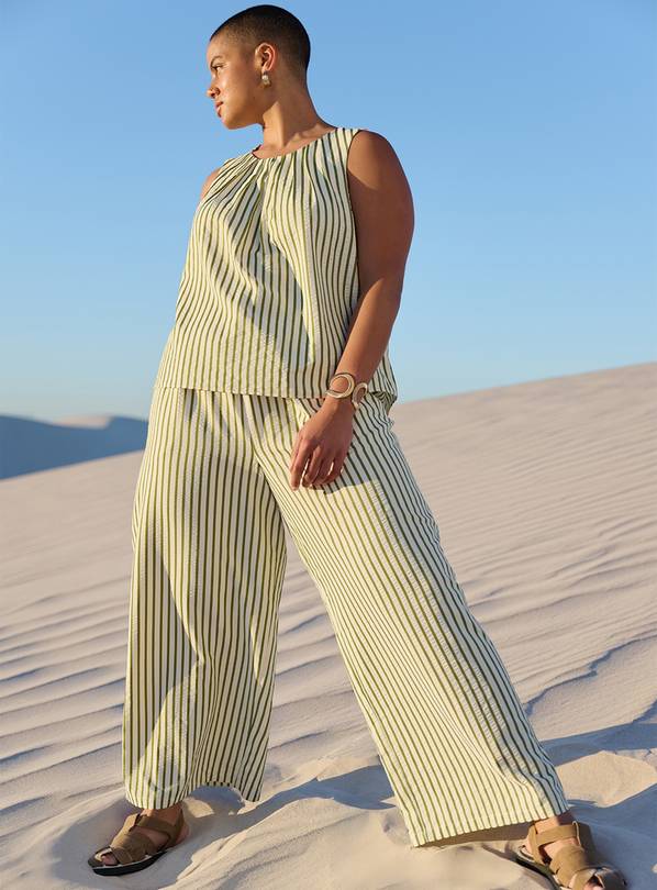 Green Stripe Ultra Wide Leg Co-ord Trousers  16