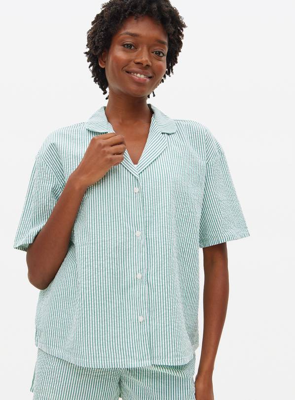 Green Stripe Seersucker Co-ord Pyjama Shirt 16