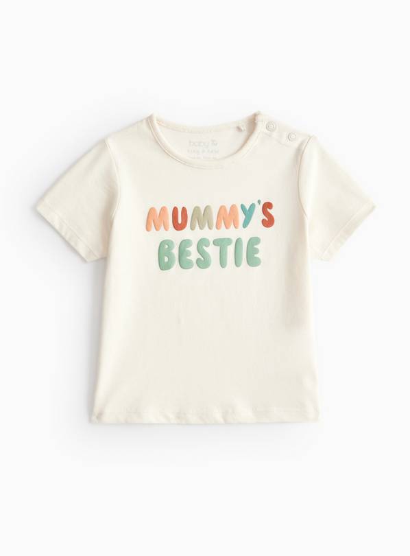 Mummy's Bestie Slogan Cream T-Shirt Up to 3 mths