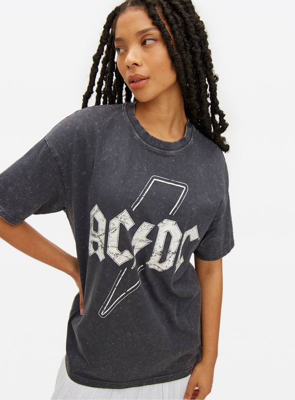 ACDC Charcoal Oversized Graphic Print T-Shirt L