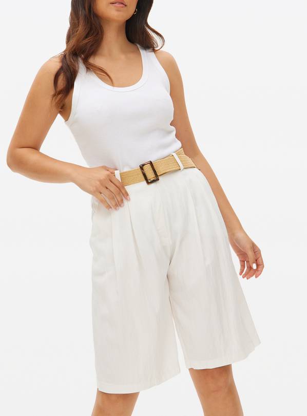 White Belted Longline Co-ord Shorts  16