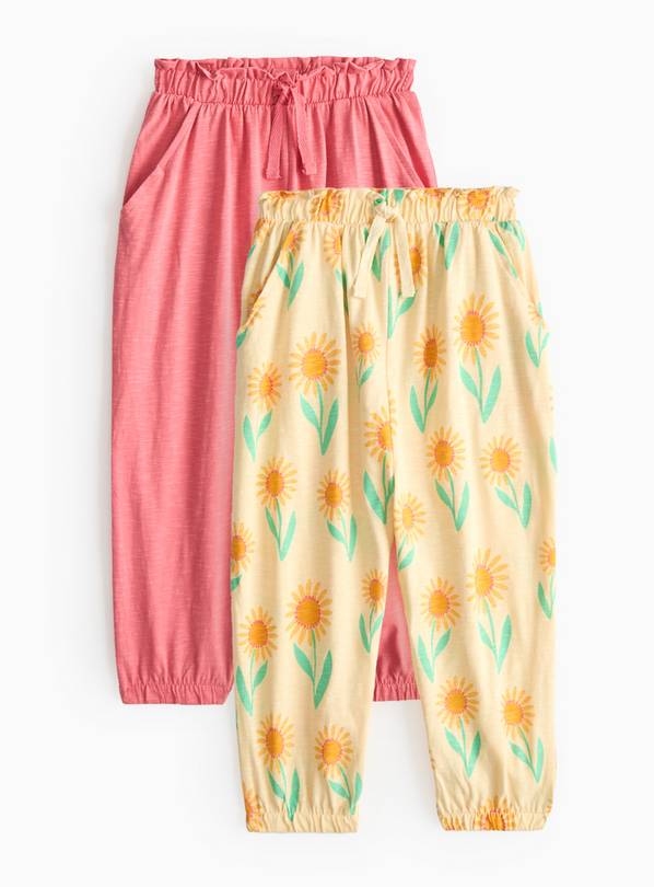 Cream Printed Hareem Jersey Trousers 2 Pack 1-2 years