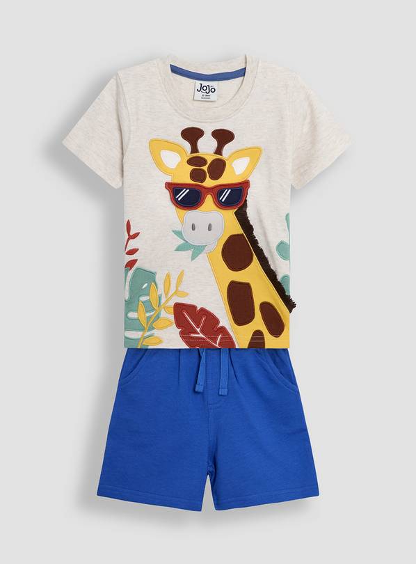 JOJO MAMAN BÉBÉ 2-Piece Giraffe Applique T-Shirt & Short Set 6-12 months