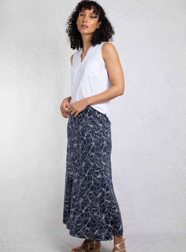 WEIRD FISH Ares Printed Jersey A-Line Maxi Skirt 8