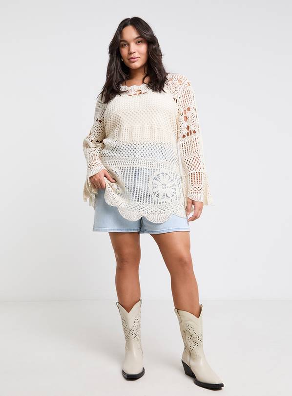 SIMPLY BE Crochet Flared Sleeve Tunic 24-26